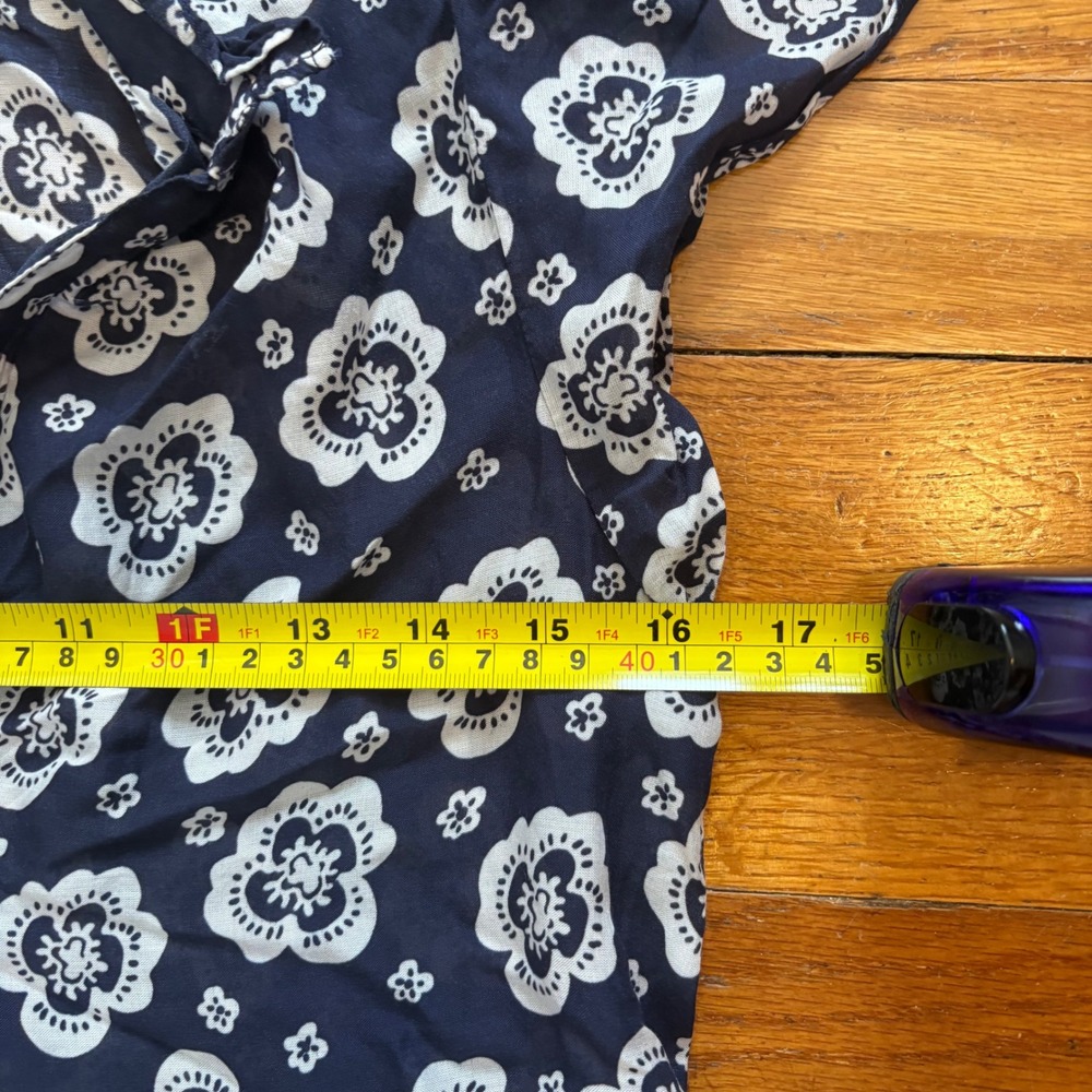 Anthropologie Womens XS Mini Dress Navy Blue Floral Tiered Flutter Sleeve - Picture 5 of 6